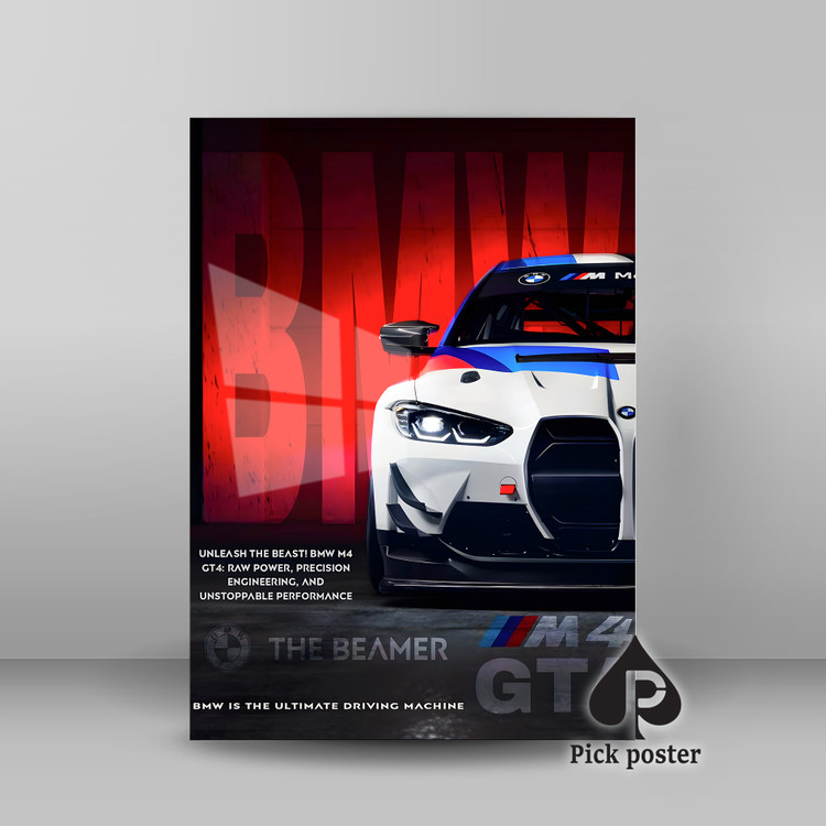 متال پوستر طرح بی ام و ام 4 - BMW M4 - GT4